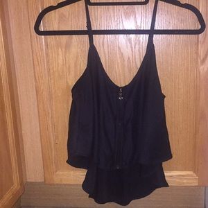 Black zipper front crop top